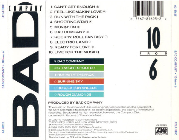 10 From 6 - Bad Company (-) (Used)