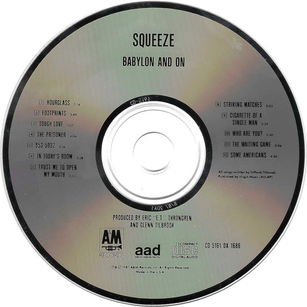Babylon And On - Squeeze (1987) (Used)