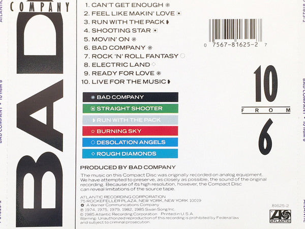 10 From 6 - Bad Company (-) (Used)