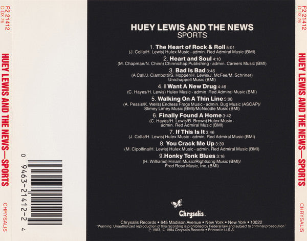 Sports - Huey Lewis And The News (-) (Used)
