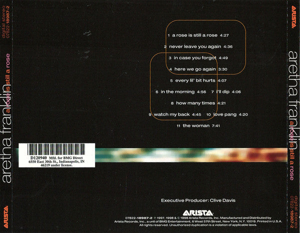 A Rose Is Still A Rose - Aretha Franklin (1998) (New)