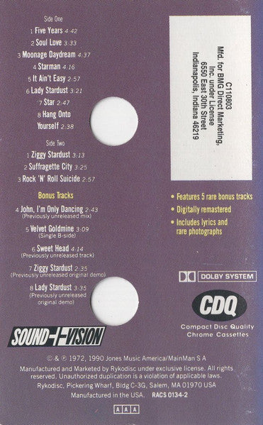 The Rise And Fall Of Ziggy Stardust And The Spiders From Mars - David Bowie (1990) (Used)