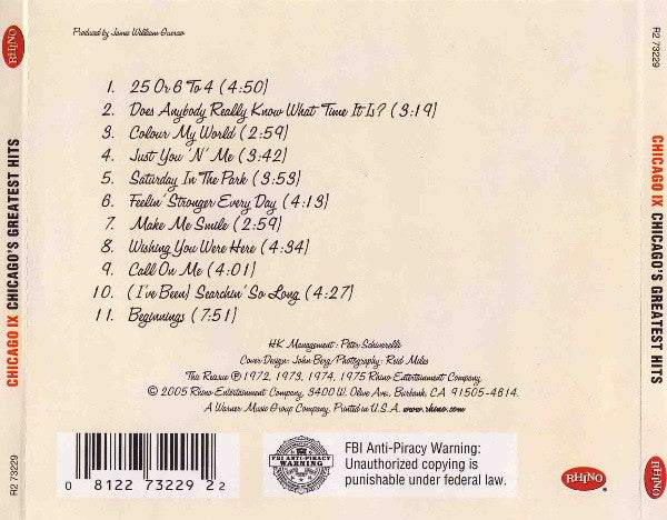 Chicago IX - Chicago's Greatest Hits - Chicago (2005) (Used)
