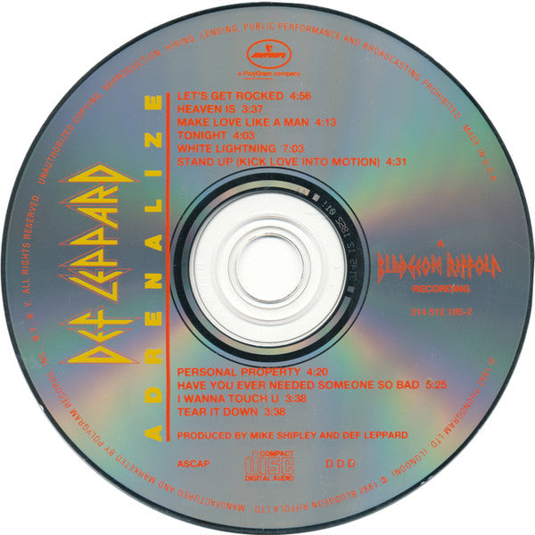 Adrenalize - Def Leppard (1992) (Used)
