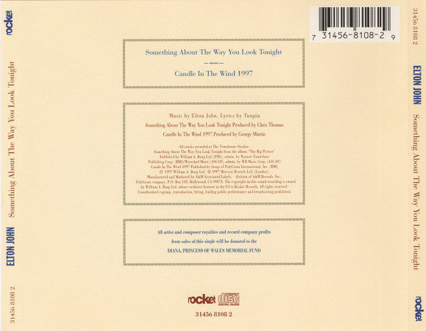 Something About The Way You Look Tonight / Candle In The Wind 1997 - Elton John (1997) (Used)