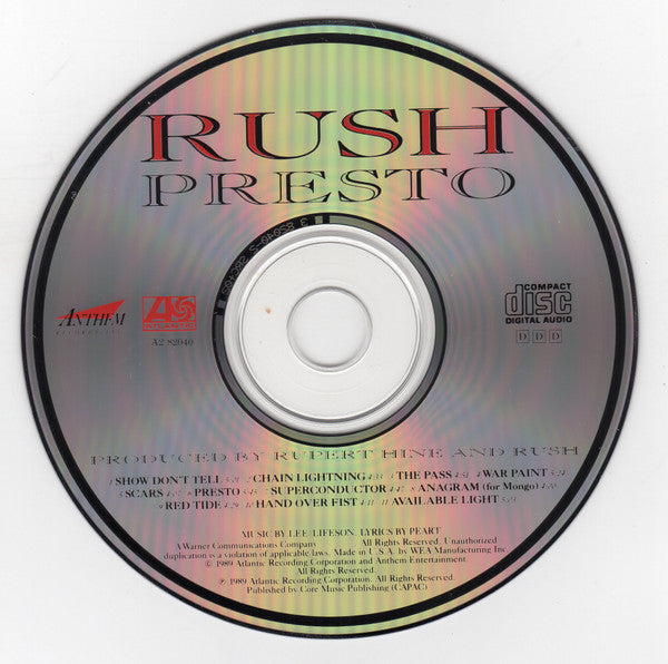 Presto - Rush (1989) (Used)