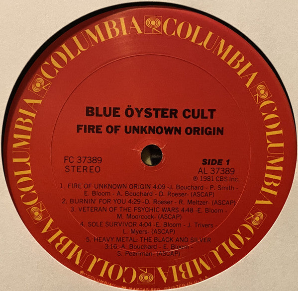 Fire Of An Unknown Origin - Blue Öyster Cult (1981) (Used)