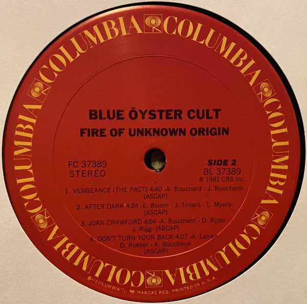 Fire Of An Unknown Origin - Blue Öyster Cult (1981) (Used)