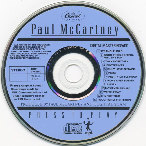 Press To Play - Paul McCartney (-) (Used)