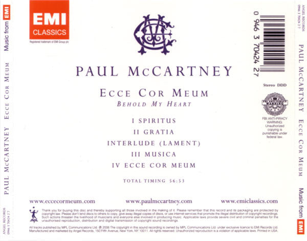 Ecce Cor Meum - Paul McCartney (2006) (Used)