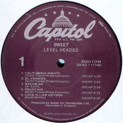 Level Headed - Sweet (1978) (Used)