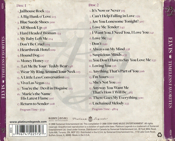 Timeless Favorites - Elvis Presley (2008) (New)
