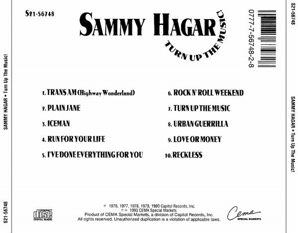Turn Up The Music - Sammy Hagar (1993) (Used)