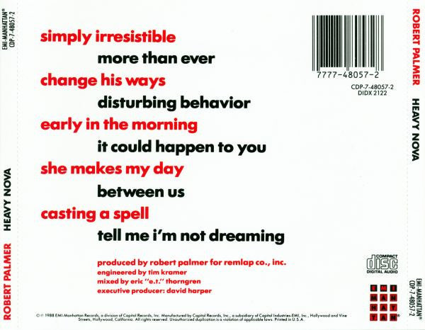 Heavy Nova - Robert Palmer (1988) (Used)