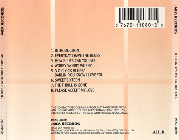 Live In Cook County Jail - B.B. King (1989) (Used)