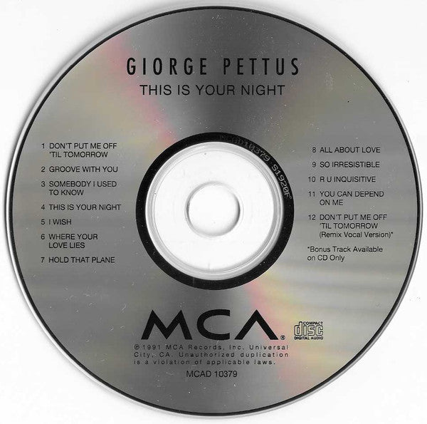 This Is Your Night - Giorge Pettus (1991) (Used)