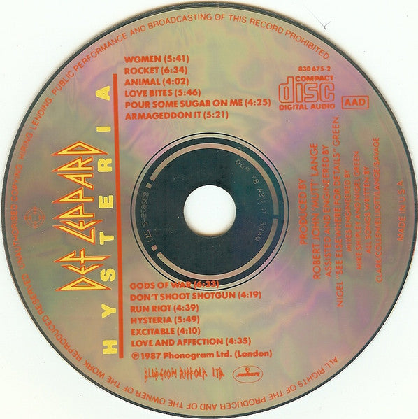 Hysteria - Def Leppard (1987) (Used)