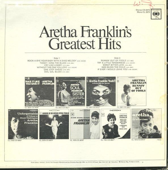 Aretha Franklin's Greatest Hits - Aretha Franklin (1967) (Used)