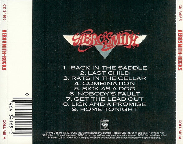 "Rocks" - Aerosmith (-) (Used)