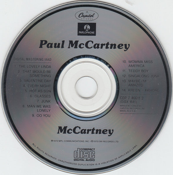 McCartney - Paul McCartney (1994) (Used)