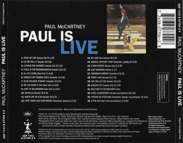 Paul Is Live - Paul McCartney (1993) (Used)
