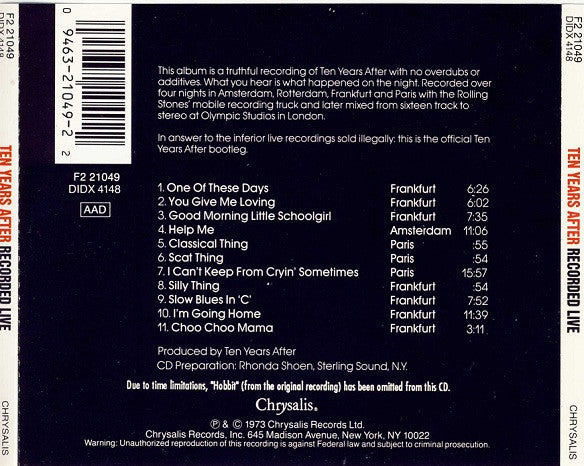 Recorded Live - Ten Years After (-) (Used)