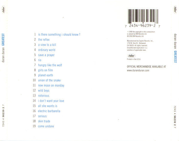 Greatest - Duran Duran (1998) (Used)