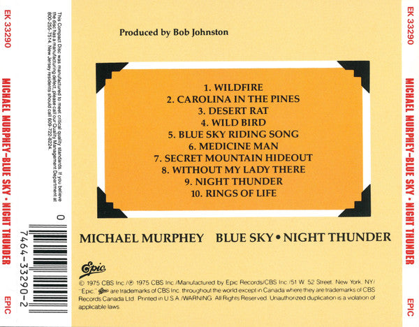 Blue Sky • Night Thunder - Michael Murphy (-) (Used)