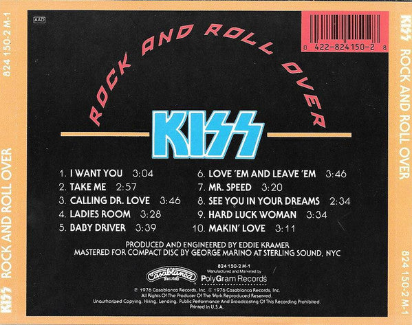 Rock And Roll Over - Kiss (1987) (Used)