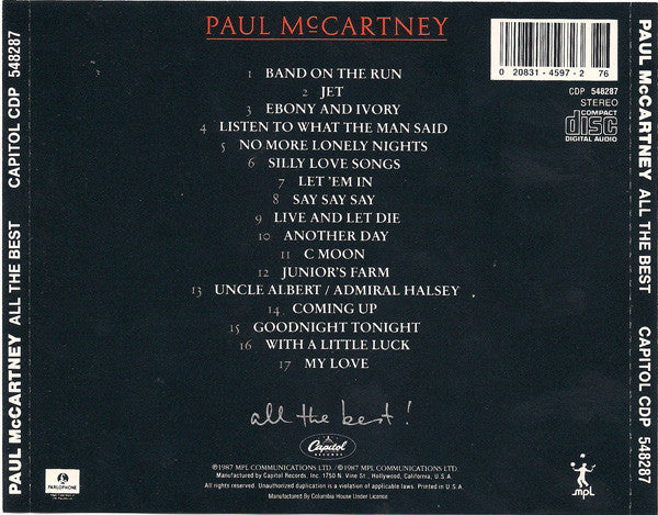 All The Best! - Paul McCartney (1987) (Used)