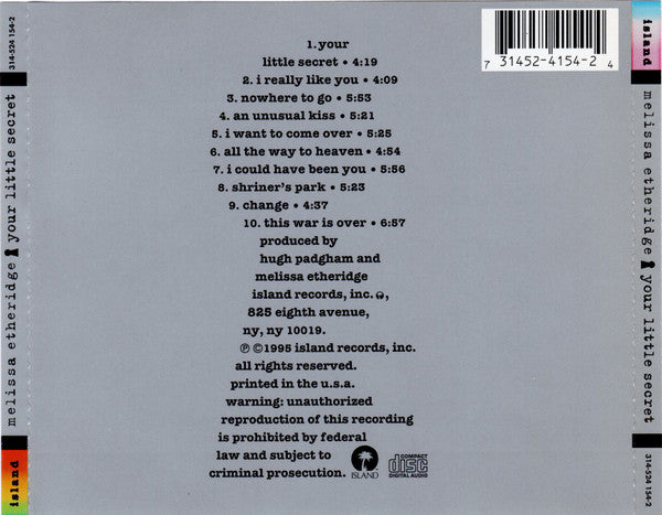 Your Little Secret - Melissa Etheridge (1995) (Used)