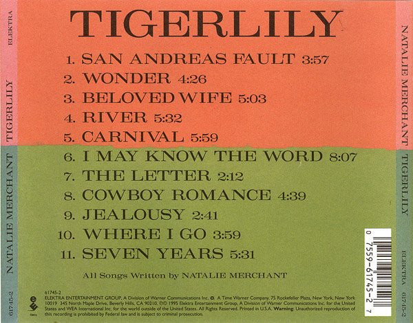 Tigerlily - Natalie Merchant (1995) (Used)