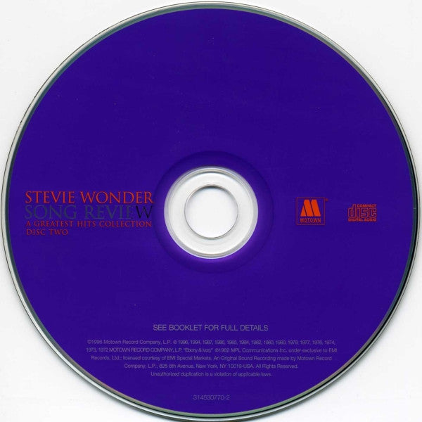 Song Review (A Greatest Hits Collection) - Stevie Wonder (1996) (Used)