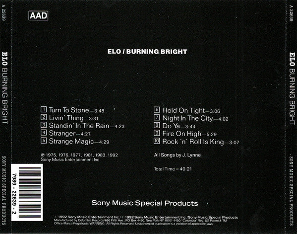 Burning Bright - Electric Light Orchestra (1992) (Used)