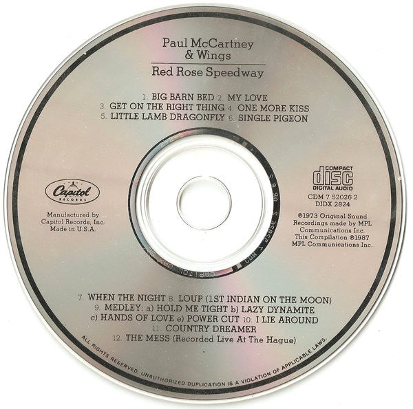 Red Rose Speedway - Wings (1987) (Used)
