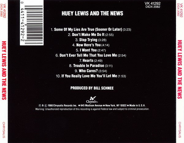 Huey Lewis And The News - Huey Lewis And The News (-) (Used)