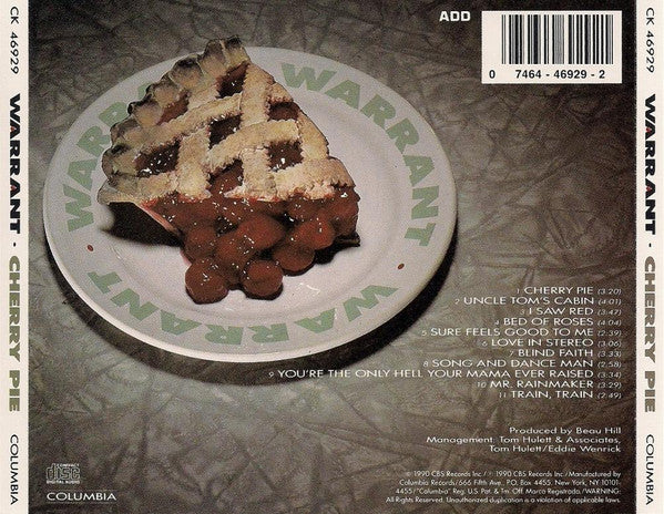 Cherry Pie - Warrant (1990) (Used) Ph