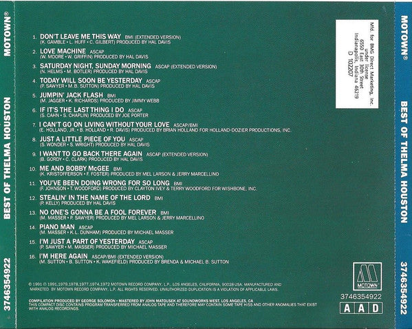 Best Of Thelma Houston - Thelma Houston (1991) (Used)