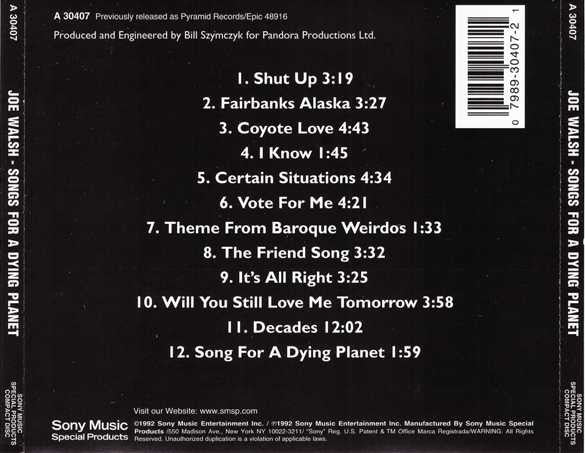 Songs For A Dying Planet - Joe Walsh (1998) (Used)