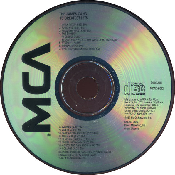15 Greatest Hits - James Gang (1990) (Used)