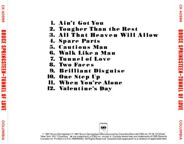 Tunnel Of Love - Bruce Springsteen (1987) (Used)